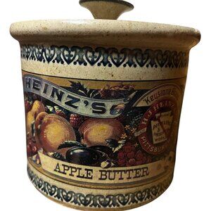 H.J. Heinz Apple Butter Crock Stoneware Jar Pittsburg USA Keystone Pickling Lid